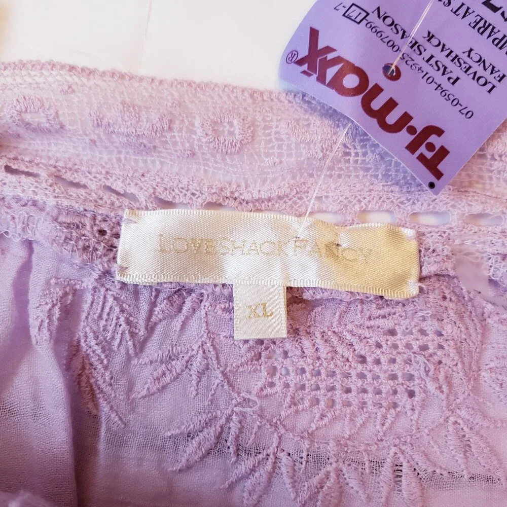 LOVESHACKFANCY Wisteria Sully Embroidered Lace Cotton Crop Top - Picture 6 of 13